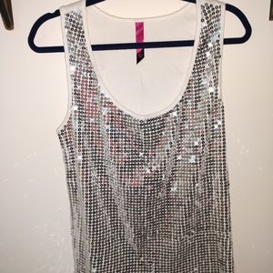 White and Silver sequence tank top